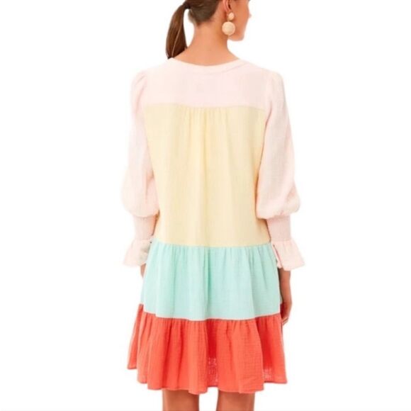 Pomander Place sorbet lightweight 100% cotton pastel ruffle dress medium… - Picture 4 of 8